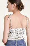 White Polka Dot Tie Strap Bustier Cami Top