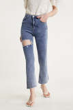 Royal Blue Ripped Flared High Rise Jeans