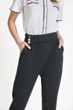 Black Pleat Detail Side Zip Suit Pants
