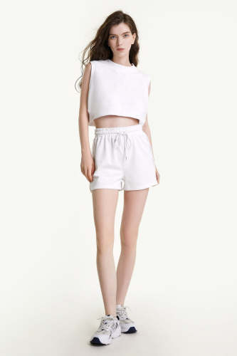 White High Neck Cropped Tank Top