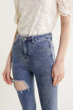 Royal Blue Ripped Flared High Rise Jeans