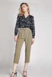 Dark Khaki Half Elastic Waist Suit Pants
