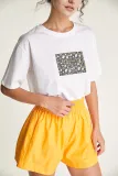 White Printed Loose Fit Cotton T-shirt
