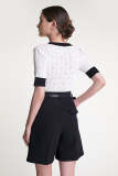 White Contrast Trim Round Neck Knitted Top
