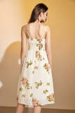 Ivory Square Neck Floral Midi Dress