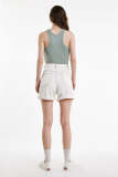 Flash Sale                White High Rise Contrast Stitch Turned Up Hem Denim Shorts
