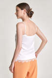 White Satin Lace Trim Cami Top