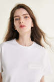White Mock Welt Pocket Round Neck T-Shirt