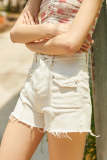 White High Rise Cutoff Denim Shorts