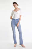 White Ribbed Twist Front Crop Blouse