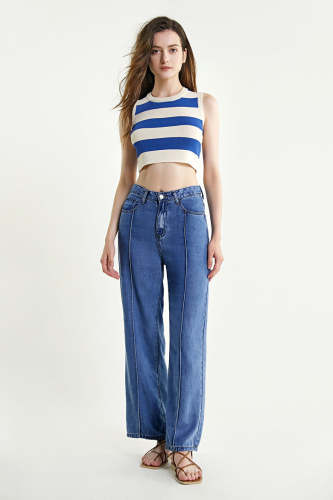 Dark Blue Striped Knitted Vest