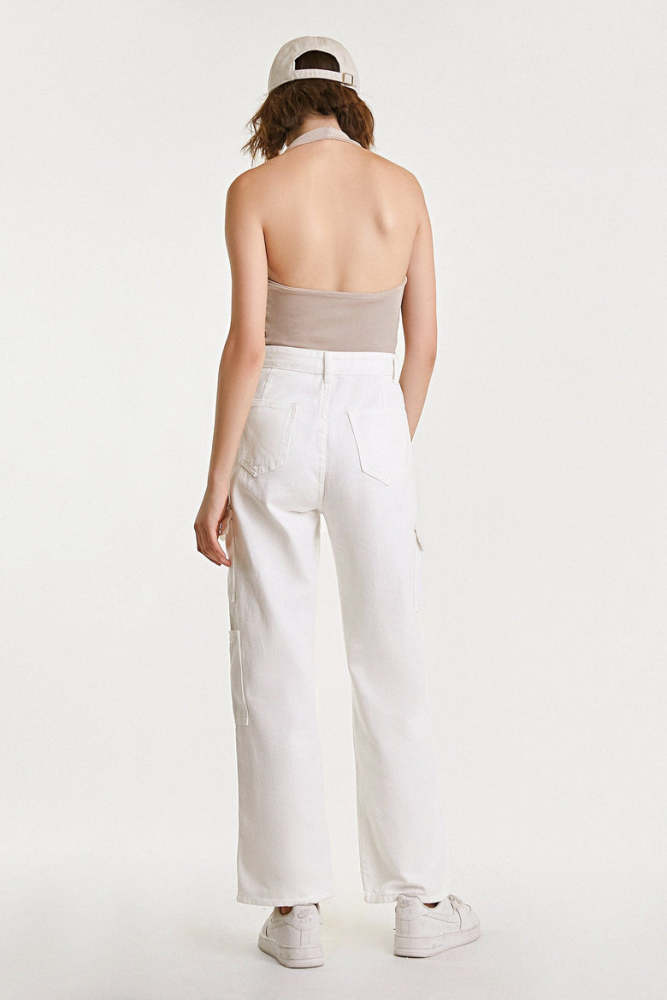 Linen Rib-Knit Halterneck Cropped Tank Top