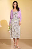 Multicolor Tie-Strap Floral Midi Dress