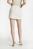Beige Asymmetric Wrap Front Mini Skirt