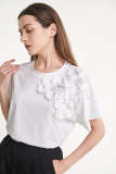 White Floral appliqué T-shirt