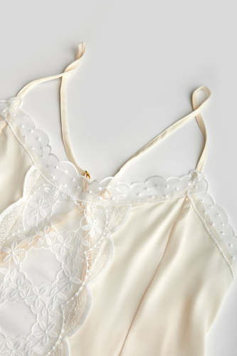 White Satin Lace Bodysuit