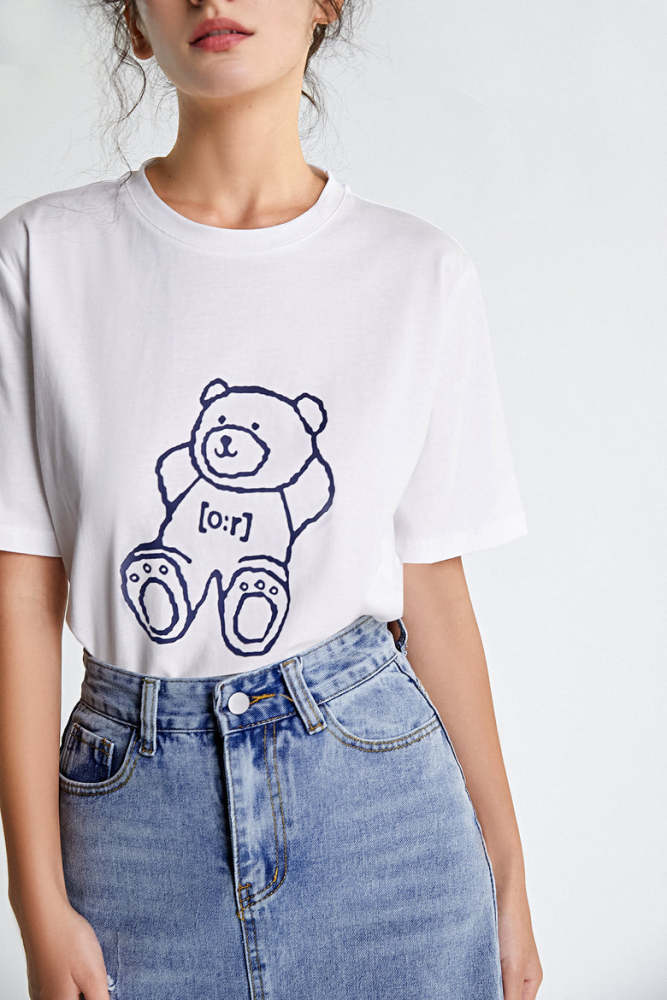 White Bear Print Cotton T-Shirt