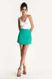 Medium Sea Green Buckle Detail Asymmetric Wrap Mini Skirt