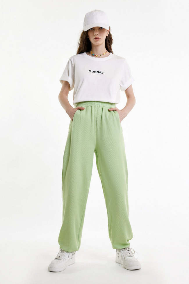 Light Green Back Patch Pocket Drawstring Hem Joggers