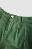 Medium Sea Green Pleat Detail Wide Leg A-Line Shorts