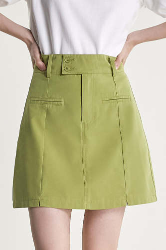 Yellow Green High Rise A-Line Mini Skirt