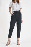Black Pleat Detail Side Zip Suit Pants