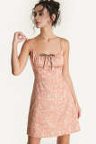 Light Salmon Paisley Print Tie Detail Spaghetti Strap Mini Dress