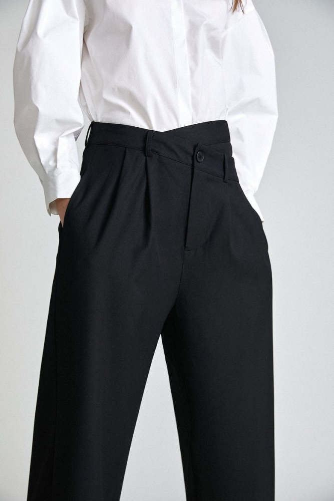 Black Wrapover Suit Pants