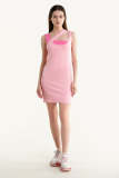 Pink Double Layer Bodycon Tank Mini Dress