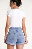 Flash Sale                White Ribbed Curved Hem Cropped Cotton T-shirt