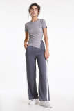 Grey Ribbed Asymmetric Side Slit T-shirt
