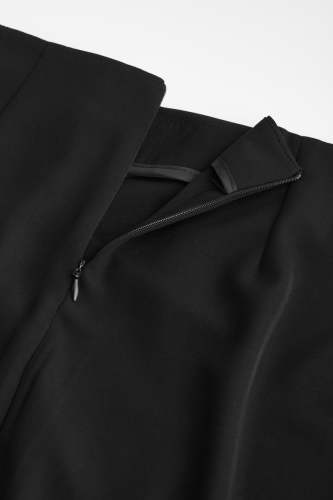 Black Ruched Side Midi Skirt