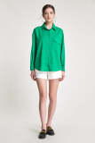 Medium Sea Green Button-Up Flap Pocket Oversized Shirt