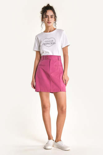 White Printed Cropped T-shirt