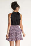 Pink Floral Print Asymmetric Ruffle Tiered Mini Skirt