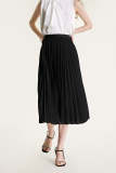 Flash Sale                Black Pleated High Rise A-Line Midi Skirt