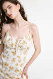 Ivory Floral Print Tie Detail Spaghetti Strap Mini Dress