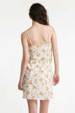 Ivory Floral Print Tie Detail Spaghetti Strap Mini Dress