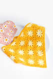 Gold Daisy Granny Square Crochet Head Scarf