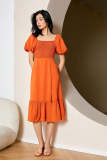 Outlet                Aubrey Orange Picnic Midi Dress