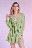 Light Green Tie Front Mini Dress