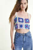 Multicolor Granny Square Crochet Cropped Tank Top