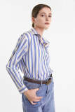 Royal Blue Oversized Striped Cuff Shirt