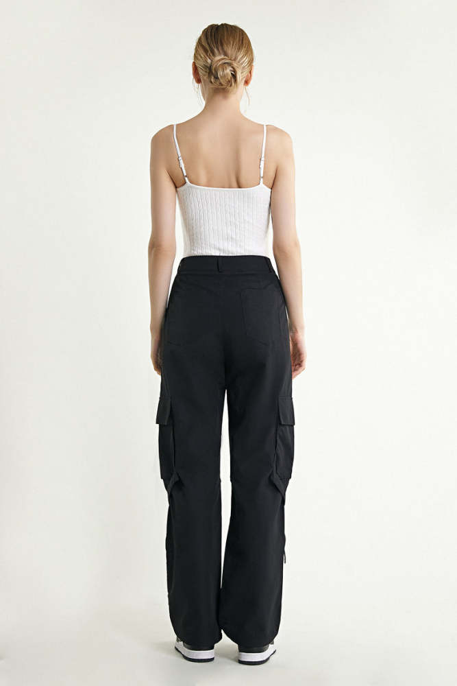 Black Straight Leg Cargo Pants