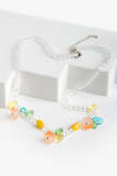 Multicolor Beaded Flower Charm Necklace