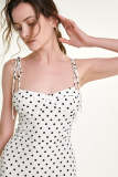 Flash Sale                White Polka Dot Tie Strap Bustier Mini Dress