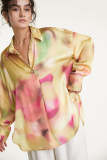 Cornsilk Satin Tie-Dye Oversized Shirt
