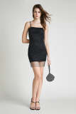 Black Rhinestone Mesh Mini Dress