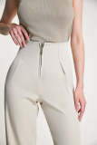 Tan Zip Front Straight Leg Tailored Pants