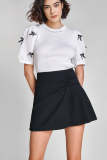Black Half-Pleated Mini Skirt